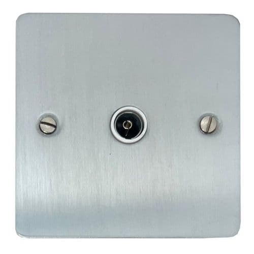 G&H FSC35W Flat Plate Satin Chrome 1 Gang TV Coax Socket Point