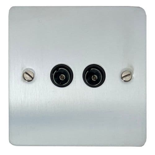 G&H FSC36B Flat Plate Satin Chrome 2 Gang TV Coax Socket Point