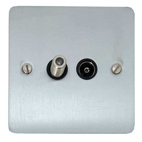 G&H FSC38B Flat Plate Satin Chrome 1 Gang TV Coax & Satellite Socket Point