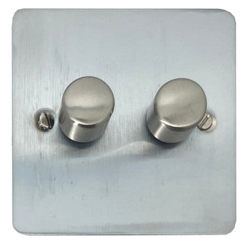 G&H FSC522 Flat Plate Satin Chrome 2 Gang 1 or 2 Way LED Dimmer Switch