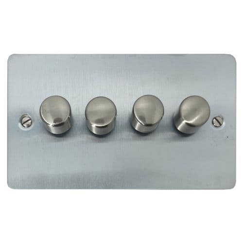 G&H FSC524 Flat Plate Satin Chrome 4 Gang 1 or 2 Way LED Dimmer Switch
