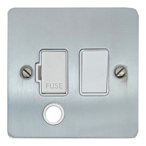 G&H FSC56W Flat Plate Satin Chrome 1 Gang Fused Spur 13A Switched & Flex Outlet