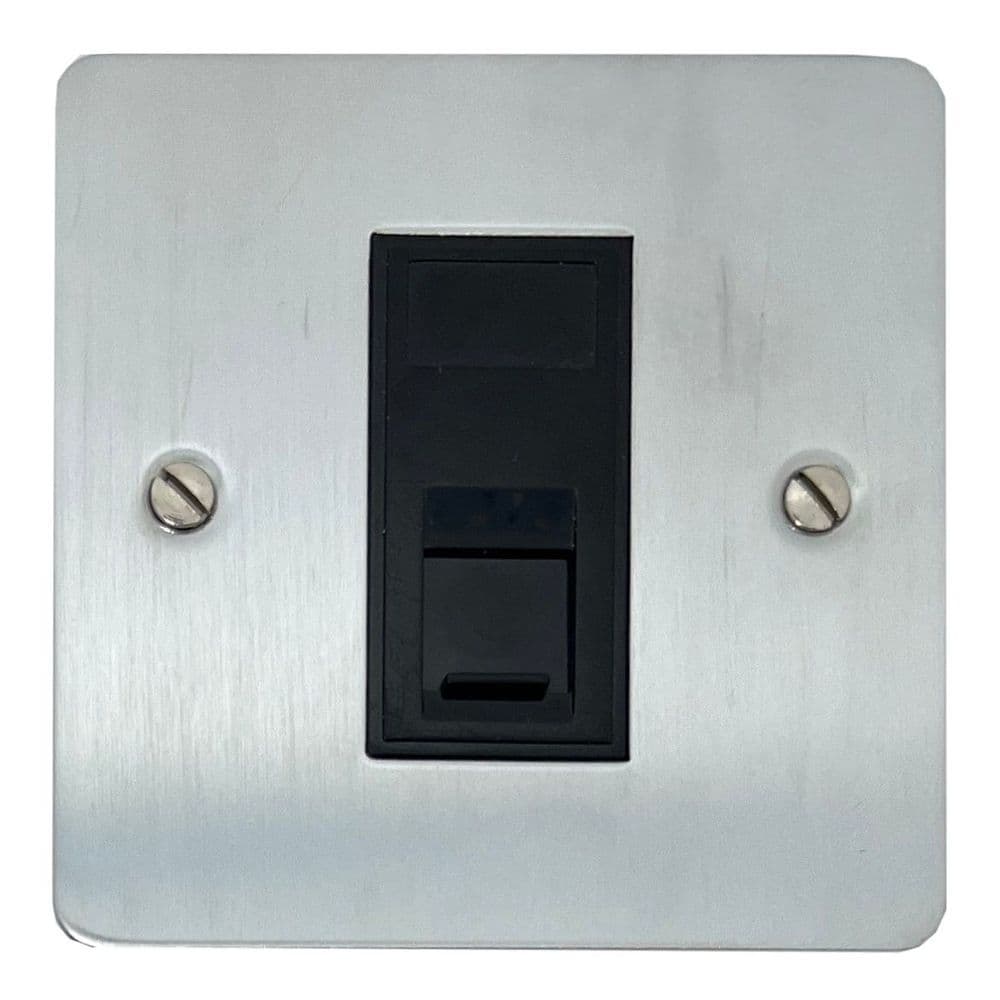 G&H FSC61B Flat Plate Satin Chrome 1 Gang RJ45 Cat5e Data Socket