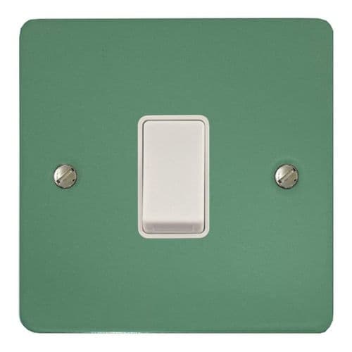 G&H FSG1W Flat Plate Sage Green 1 Gang 1 or 2 Way Rocker Light Switch