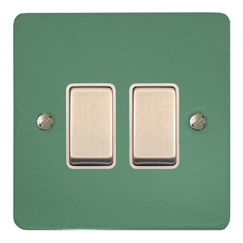 G&H FSG202-SC Flat Plate Sage Green 2 Gang 1 or 2 Way Rocker Light Switch