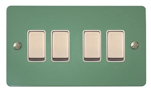 G&H FSG204-SC Flat Plate Sage Green 4 Gang 1 or 2 Way Rocker Light Switch