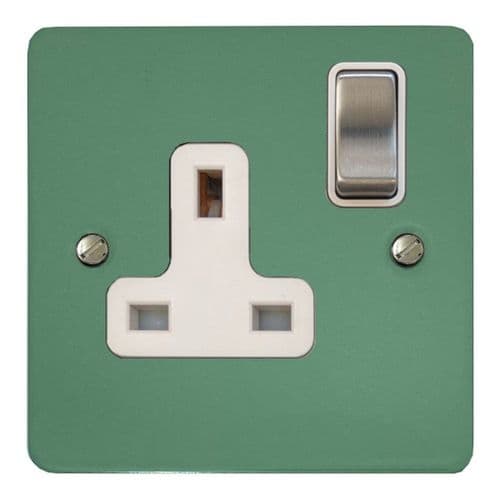 G&H FSG209-SC Flat Plate Sage Green 1 Gang Single 13A Switched Plug Socket