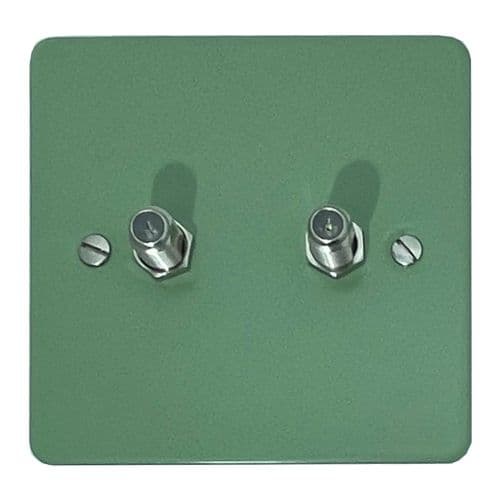 G&H FSG237 Flat Plate Sage Green 2 Gang Satellite Socket Point
