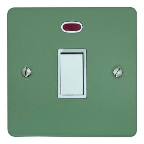 G&H FSG26W Flat Plate Sage Green 1 Gang 20 Amp Double Pole Switch & Neon
