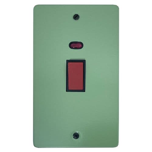 G&H FSG28B Flat Plate Sage Green 45 Amp DP Cooker Switch & Neon Vertical Plate