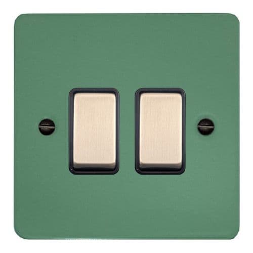 G&H FSG302-SC Flat Plate Sage Green 2 Gang 1 or 2 Way Rocker Light Switch