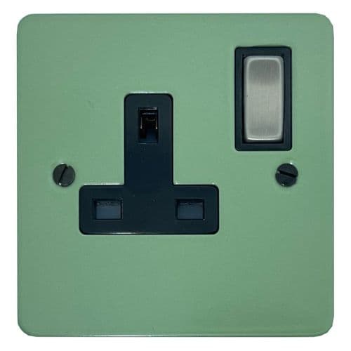 G&H FSG309-SC Flat Plate Sage Green 1 Gang Single 13A Switched Plug Socket