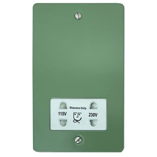 G&H FSG30W Flat Plate Sage Green Dual Voltage Shaver Socket 115-230V