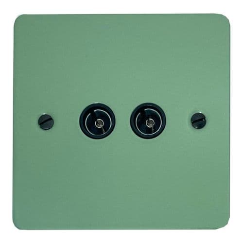 G&H FSG36B Flat Plate Sage Green 2 Gang TV Coax Socket Point