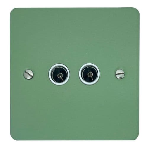 G&H FSG36W Flat Plate Sage Green 2 Gang TV Coax Socket Point