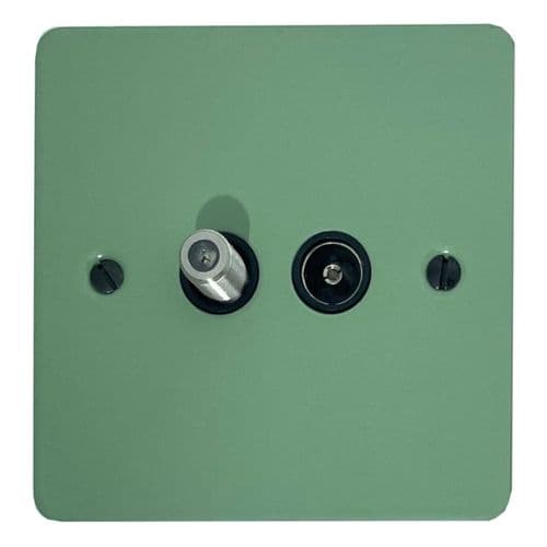 G&H FSG38B Flat Plate Sage Green 1 Gang TV Coax & Satellite Socket Point
