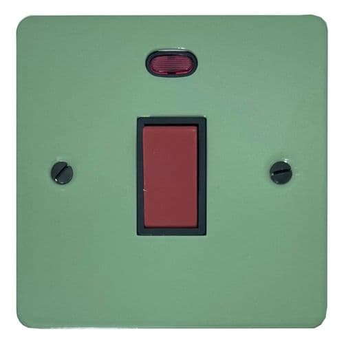 G&H FSG46B Flat Plate Sage Green 45 Amp DP Cooker Switch & Neon Single Plate