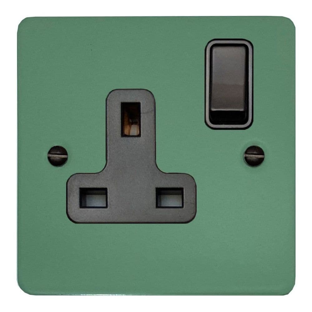 G&H FSG9B Flat Plate Sage Green 1 Gang Single 13A Switched Plug Socket