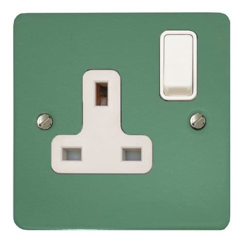 G&H FSG9W Flat Plate Sage Green 1 Gang Single 13A Switched Plug Socket