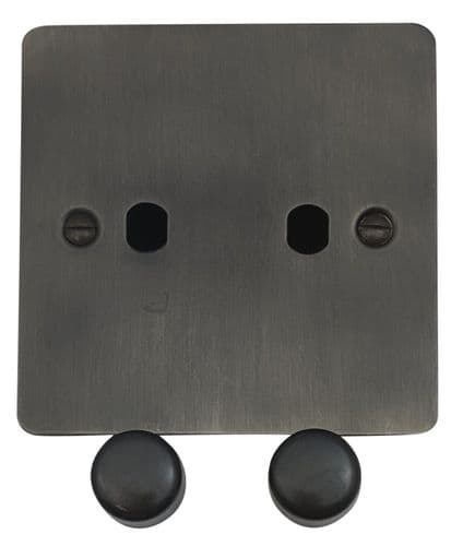 G&H FSL12-PK-BB Flat Plate Slate 2 Gang Dimmer Plate Only inc Dimmer Knobs