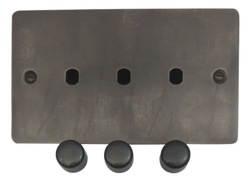 G&H FSL13-PK-BB Flat Plate Slate 3 Gang Dimmer Plate Only inc Dimmer Knobs