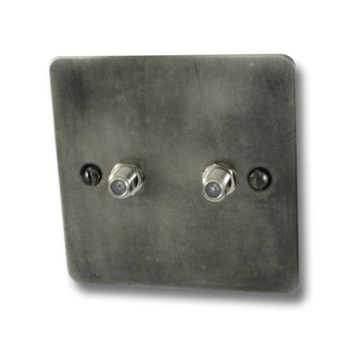 G&H FSL237 Flat Plate Slate 2 Gang Satellite Socket Point