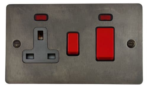 G&H FSL29B Flat Plate Slate 45 Amp DP Cooker Switch & 13A Switched Socket