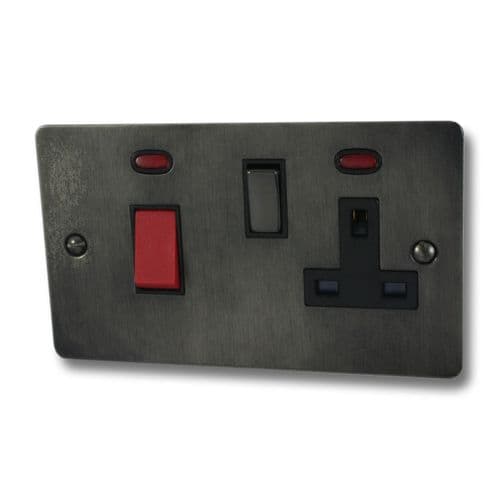 G&H FSL329 Flat Plate Slate 45 Amp DP Cooker Switch & 13A Switched Socket