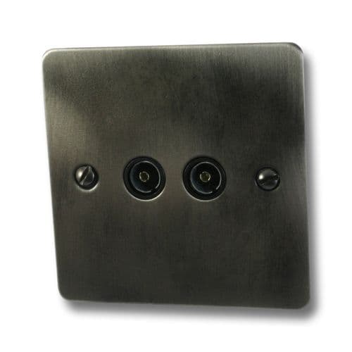 G&H FSL36B Flat Plate Slate 2 Gang TV Coax Socket Point