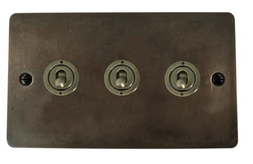 G&H FSL383-AB Flat Plate Slate 3 Gang 1 or 2 Way Toggle Light Switch