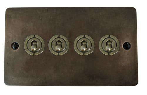 G&H FSL384-AB Flat Plate Slate 4 Gang 1 or 2 Way Toggle Light Switch