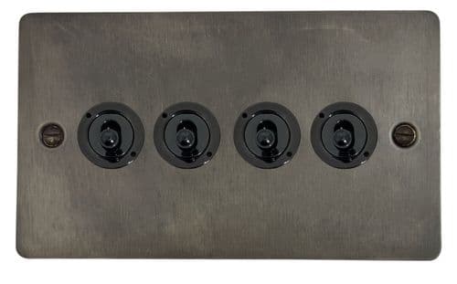 G&H FSL384-FBK Flat Plate Slate 4 Gang 2 Way Toggle Light Switch
