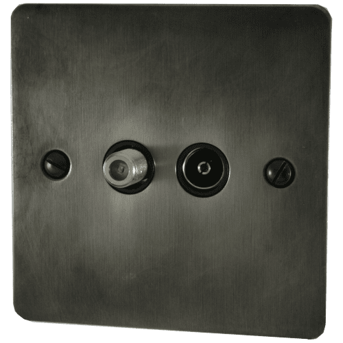 G&H FSL38B Flat Plate Slate 1 Gang TV Coax & Satellite Socket Point