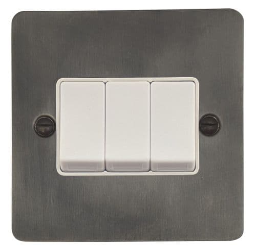 G&H FSL3W Flat Plate Slate 3 Gang 1 or 2 Way Rocker Light Switch