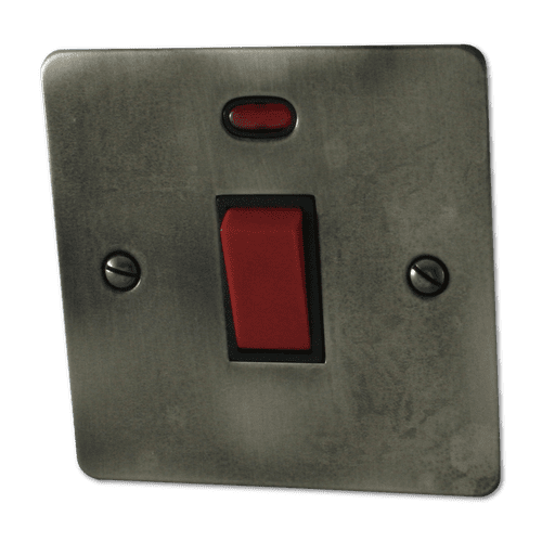 G&H FSL46B Flat Plate Slate 45 Amp DP Cooker Switch & Neon Single Plate