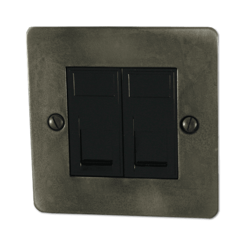 G&H FSL62B Flat Plate Slate 2 Gang RJ45 Socket Point