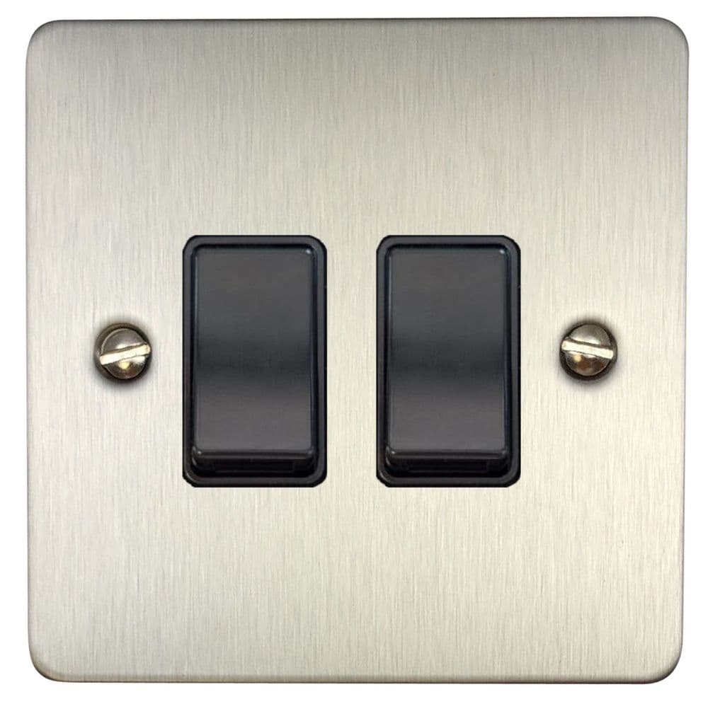 G&H FSS381-SS Flat Plate Brushed Steel 1 Gang 1 or 2 Way Toggle Light ...