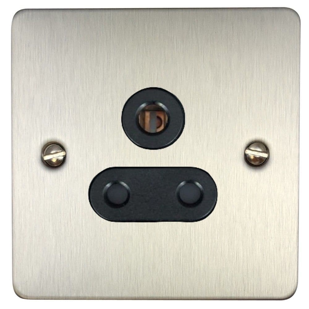 G&H FSS59B Flat Plate Brushed Steel 1 Gang Single 5 Amp Plug Socket