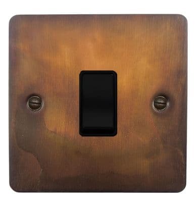 G&H FTC1B Flat Plate Tarnished Copper 1 Gang 1 or 2 Way Rocker Light Switch