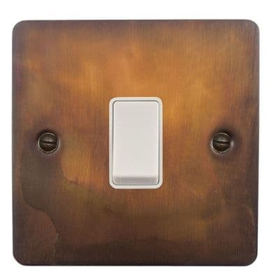 G&H FTC1W Flat Plate Tarnished Copper 1 Gang 1 or 2 Way Rocker Light Switch