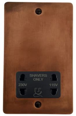 G&H FTC30B Flat Plate Tarnished Copper Dual Voltage Shaver Socket 115-230V