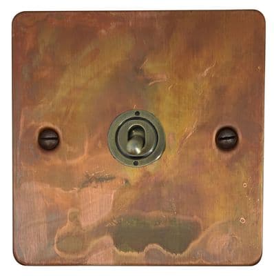 G&H FTC381-AB Flat Plate Tarnished Copper 1 Gang 1 or 2 Way Toggle Light Switch
