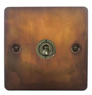 G&H FTC381-AB Flat Plate Tarnished Copper 1 Gang 1 or 2 Way Toggle Light Switch