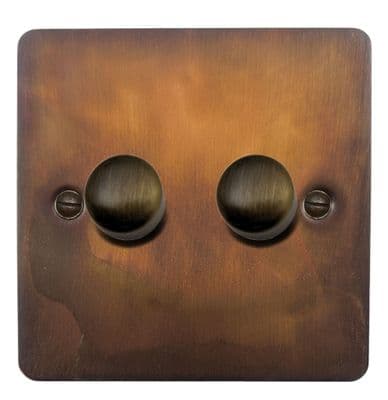 G&H FTC522 Flat Plate Tarnished Copper 2 Gang 1 or 2 Way LED Dimmer Switch
