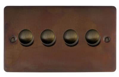 G&H FTC524 Flat Plate Tarnished Copper 4 Gang 1 or 2 Way LED Dimmer Switch