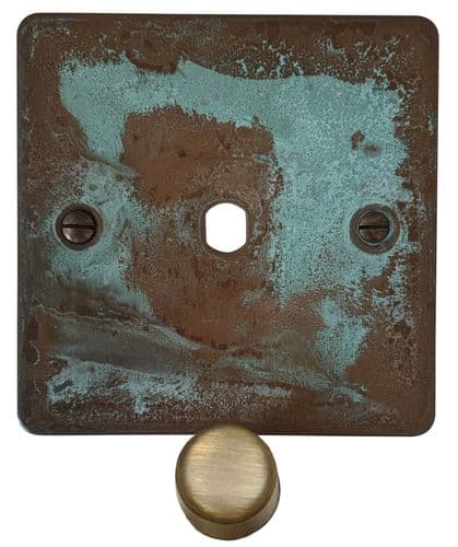 G&H FV11-PK-AB Flat Plate Verdigris 1 Gang Dimmer Plate Only inc Dimmer Knobs