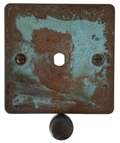G&H FV11-PK-BB Flat Plate Verdigris 1 Gang Dimmer Plate Only inc Dimmer Knobs