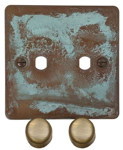 G&H FV12-PK-AB Flat Plate Verdigris 2 Gang Dimmer Plate Only inc Dimmer Knobs