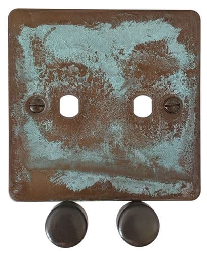 G&H FV12-PK-BB Flat Plate Verdigris 2 Gang Dimmer Plate Only inc Dimmer Knobs