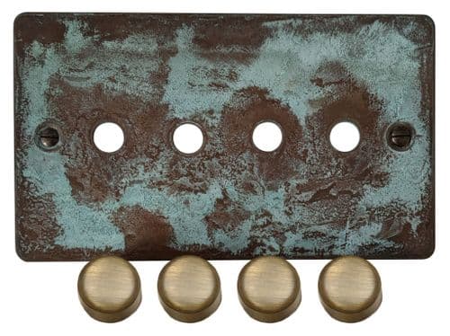 G&H FV14-PK-AB Flat Plate Verdigris 4 Gang Dimmer Plate Only inc Dimmer Knobs